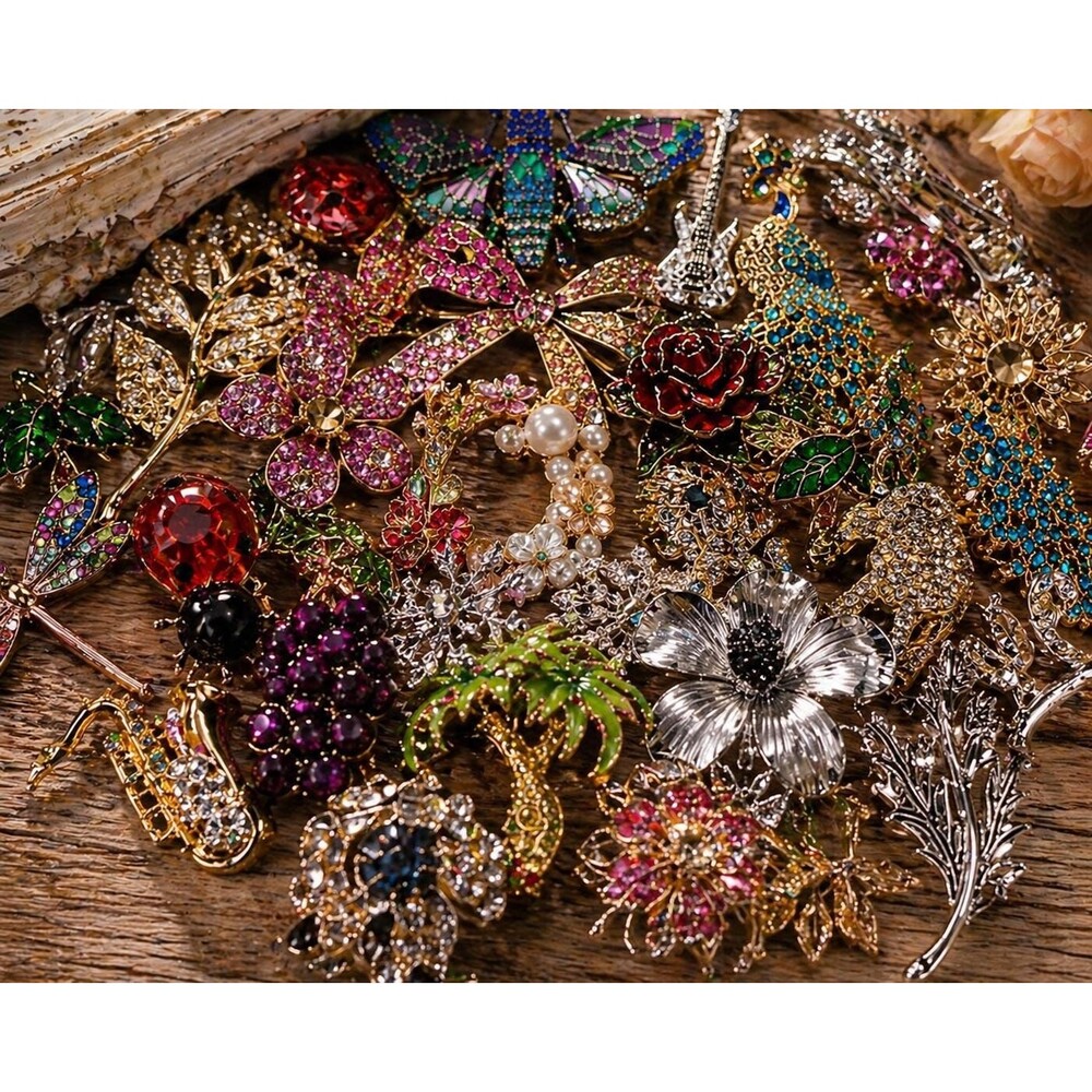 Mystery Brooch Lot | Vintage Inspired Rhinestone Jewelry (2-3 Brooches per lot )